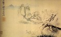 Patos Shitao en el río 1699 tinta china antigua